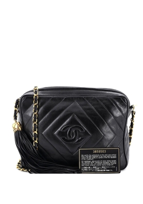 CHANEL Pre-Owned Diamond CC Camera Bag Chevron Lambskin Medium crossbody bag - Black