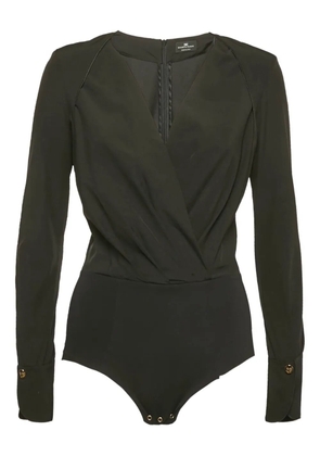 Elisabetta Franchi wrap-effect long-sleeve bodysuit - Black