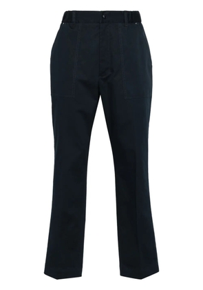 Moncler logo-patch gabardine tapered trousers - Blue