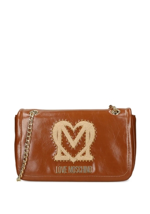 Love Moschino logo-plaque studded shoulder bag - Brown