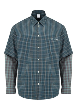 Le Pere detached-sleeve check shirt - Blue