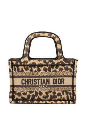 Christian Dior Pre-Owned 2021 Mizza Mini Embroidered Canvas Leopard Book tote bag - Brown