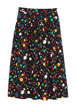Saint Laurent Pre-Owned 1980s printed cotton skirt - Blue