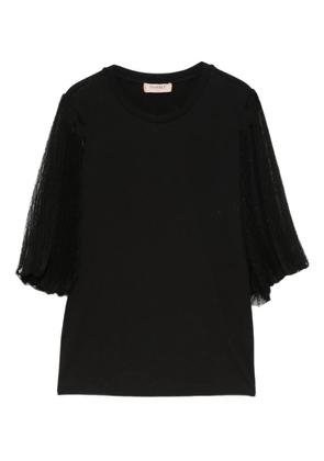 TWINSET mesh-sleeve top - Black