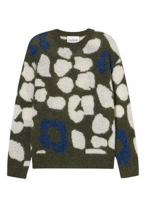 Closed intarsia-floral pattern sweater - Green