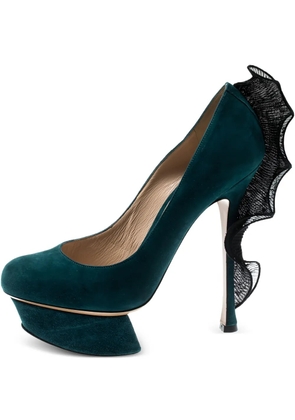 Nicholas Kirkwood 140mm platform ruffle-trim pumps - Blue