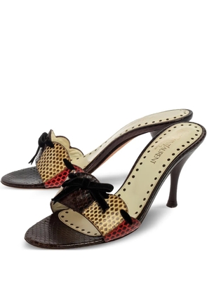 Saint Laurent Pre-Owned 95mm snakeskin bow sandals - Neutrals