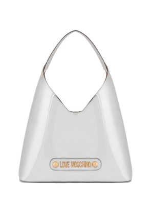 Love Moschino logo plaque shoulder bag - Grey