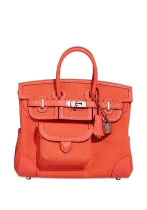 Hermès Pre-Owned 2023 Birkin 25 Cargo Toile Goeland-Veau Swift palladium-hardware tote bag - Orange