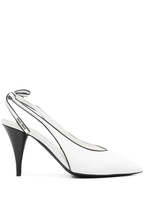 Miu Miu 90mm nappa leather slingback pumps - White