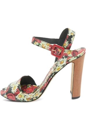 Dolce & Gabbana Pre-Owned floral-pattern ankle-strap sandals - White