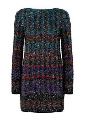 Missoni sequin-embellished patterned mini dress - Blue