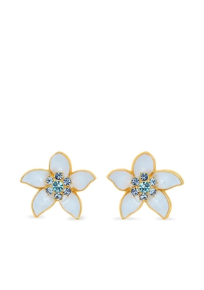 Oscar de la Renta enamel-flower crystal earrings - Blue