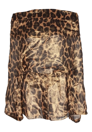 Michael Kors Vintage leopard-print off-shoulder blouse - Brown