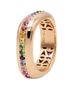 FULLORD 18K rose gold Ghost Belt rainbow sapphire ring