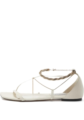 Jimmy Choo Pre-Owned leather chained sandals - White