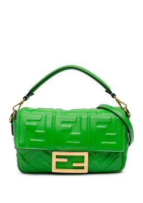 Fendi Pre-Owned 2010-2025 Mini Zucca Embossed Leather Baguette satchel - Green