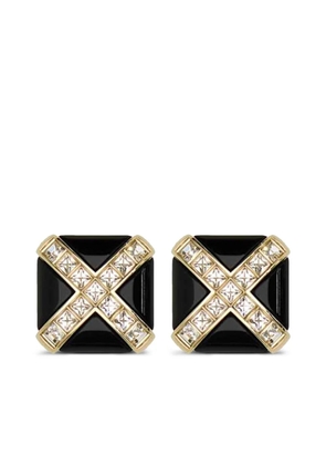 Saint Laurent crystal-embellished clip-on stud earrings - Gold
