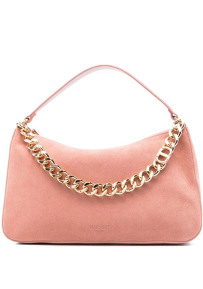 TWINSET Liliane chain-embellished suede shoulder bag - Pink