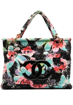 CHANEL Pre-Owned 1997 Graffiti Floral Tropical Beach Pool Resort Tote Bag - Black