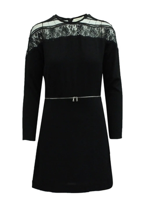 SANDRO lace-insert zip-detail mini dress - Black