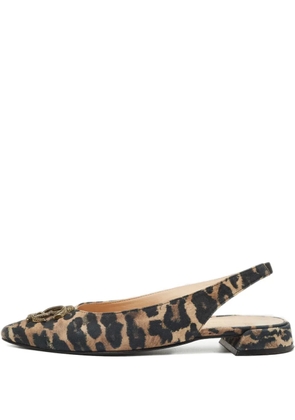 Roberto Cavalli Vintage leopard-print slingback flat pumps - Brown