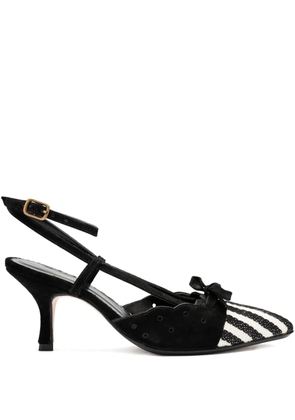 Sarah Chofakian 55mm bow-detail striped pumps - Black