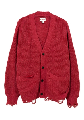 KAMIYA frayed pocket cardigan - Red
