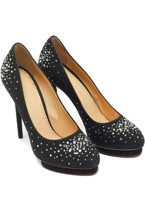Charlotte Olympia crystal-embellished dotty platform pumps - Black