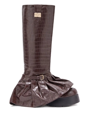 GANNI embossed boots - Red