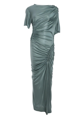 Atlein asymmetric ruched midi dress - Green