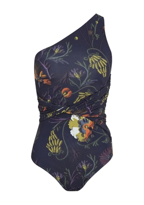 Brigitte floral-print one-shoulder swimsuit - Black
