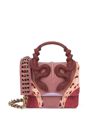 Roberto Cavalli small snake-embellished leather tote bag - Purple