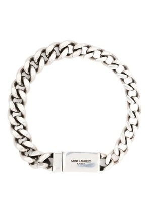 Saint Laurent engraved-logo chain-link bracelet - Silver