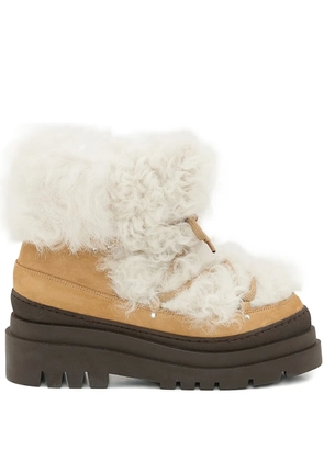 Yves Salomon shearling platform boots - White