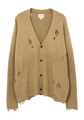 KAMIYA faded frayed cardigan - Green