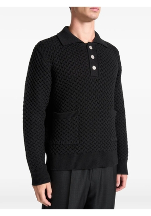 Manière De Voir waffle-knit polo shirt - Black