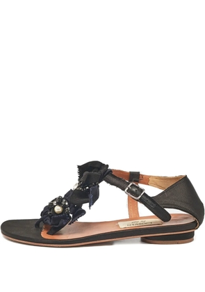 Lanvin Pre-Owned ribbon-embellishment sandals - Black
