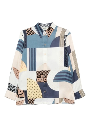 Fendi Pre-Owned geometric-print silk shirt - Blue