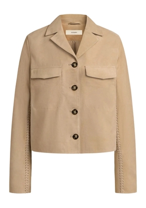 12 STOREEZ lacing-detail suede jacket - Neutrals