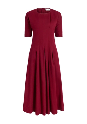 Proenza Schouler White Label Ainsley pleated short-sleeve midi dress - Red