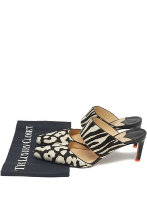 Jimmy Choo Pre-Owned zebra-detailed mules - White