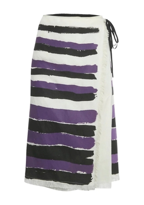 Marni Pre-Owned crepe striped wrap skirt - White
