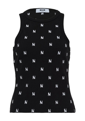 MSGM ribbed logo-embroidered tank top - Black