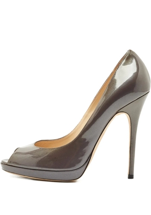 Jimmy Choo Pre-Owned Quiet patent leather peep-toe pumps - Grey