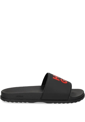 HUGO logo-print pool slides - Black