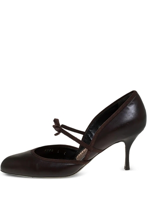 Ferragamo Pre-Owned 70mm bow-embellished leather pumps - Brown