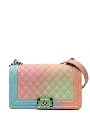 CHANEL Pre-Owned 2016-2017 Old Medium Quilted Caviar Rainbow Boy Flap crossbody bag - Multicolour