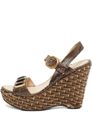 Prada Pre-Owned 130mm leather wedge sandals - Brown