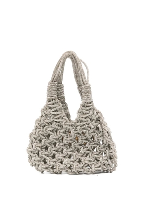 Hibourama mini Vannifique knitted tote bag - Silver
